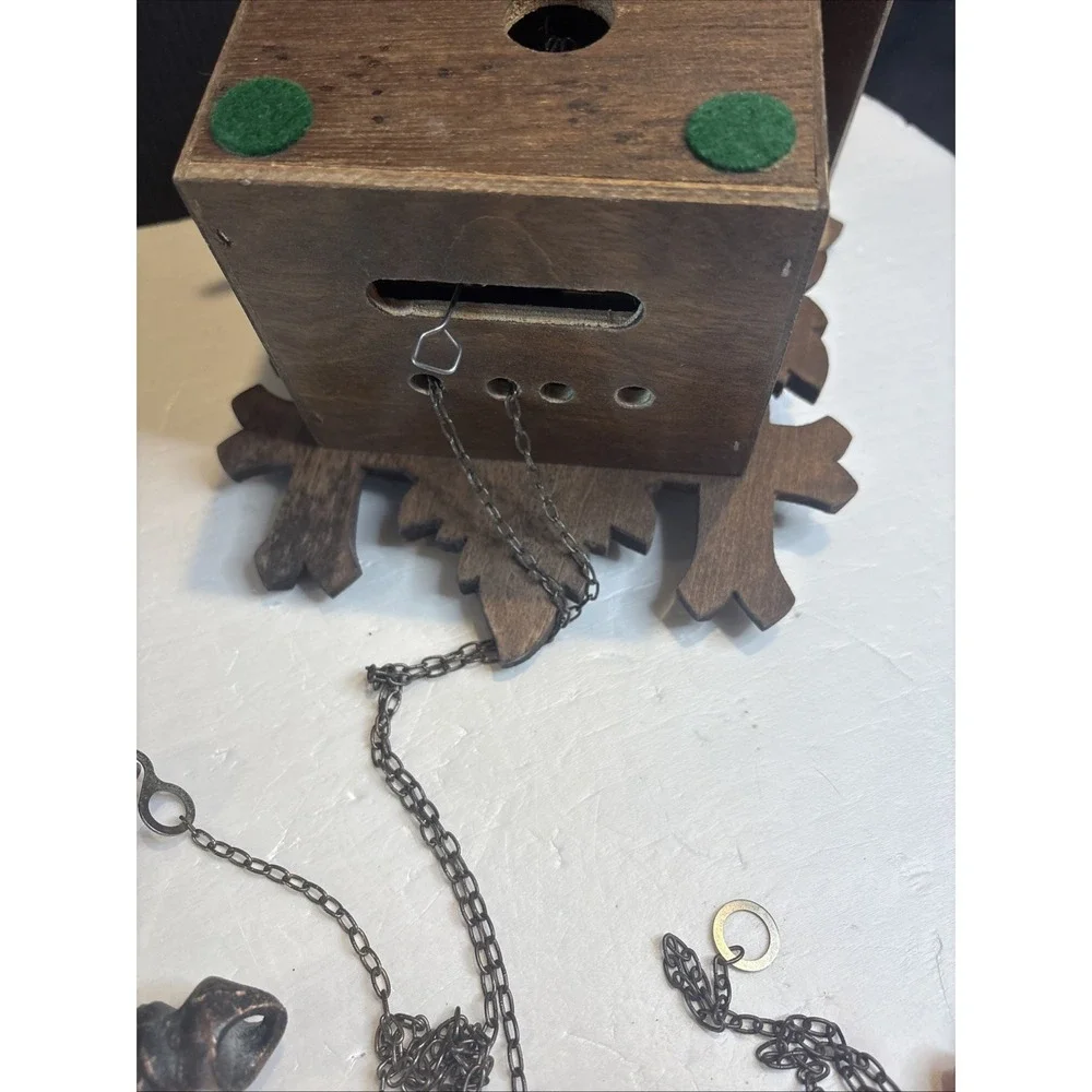 Adolf Herr German Cuckoo Clock Black Forest Antique Wood Brass Untested As Is
